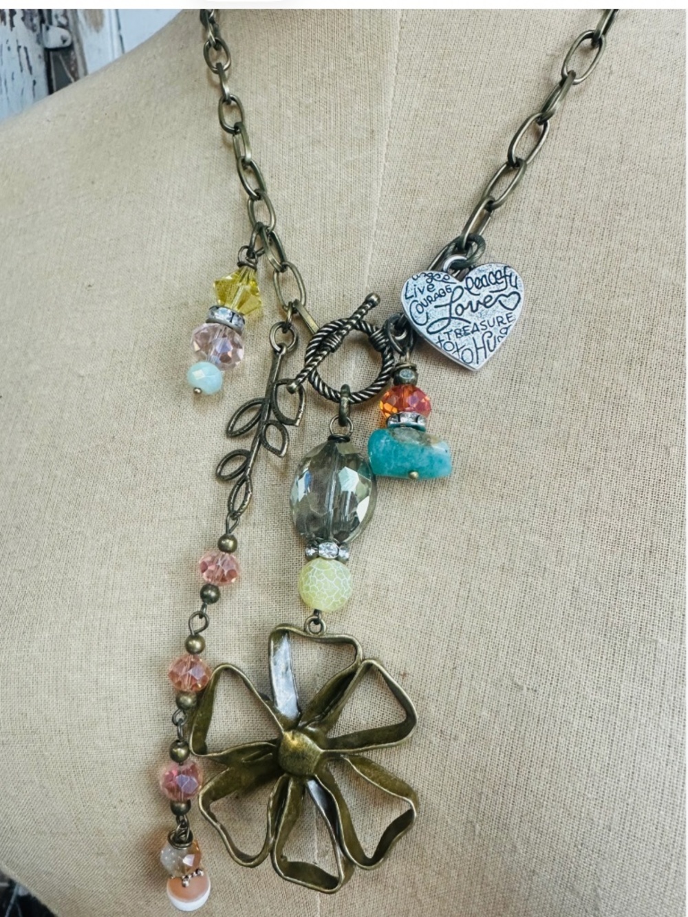 ❤️ BOHO GYPSY BLUSHING OLIVE NECKLACE WITH CHARMS